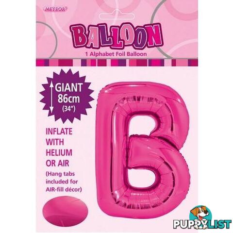 Hot Pink B Alphabet Foil Balloon 86cm (34) - 9311965431312