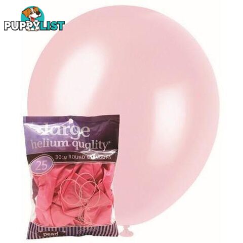 Pink - 25 x 30cm (12) Pearl Balloons - 9311965025825