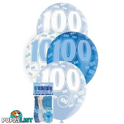 Glitz Blue 6 x 30cm (12) Latex Balloons - 100 - 011179809240