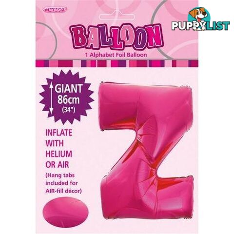 Hot Pink Z Alphabet Foil Balloon 86cm (34) - 9311965431558