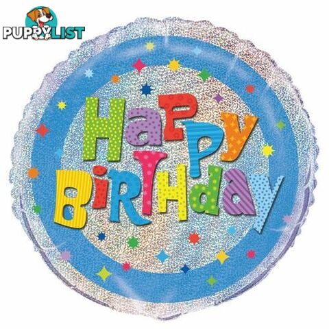 Wacky Birthday 45cm (18) Foil Prismatic Balloons Packaged - 011179555130