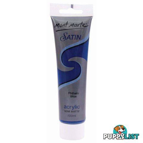 Mont Marte Satin Acrylic Phthalo Blue Semi Matte 100ml - 9328577007200