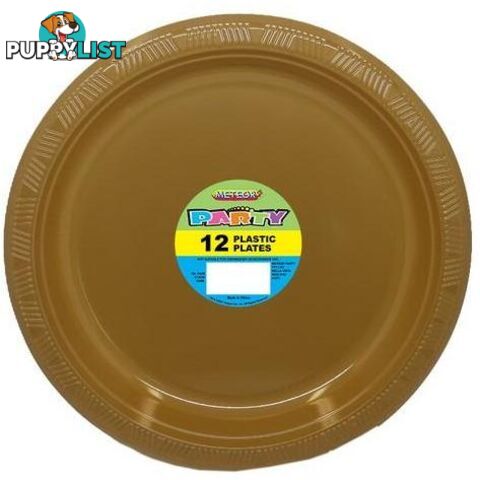 Gold 12 x 18cm (7) Plastic Plates - 9311965343318