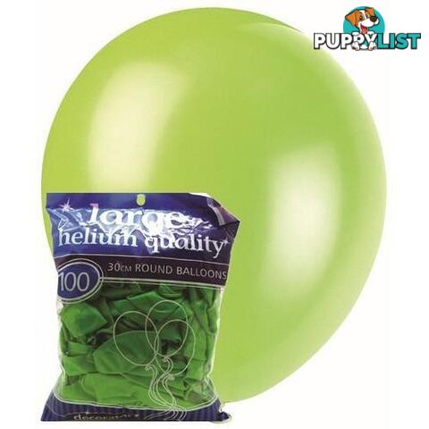 Lime Green - 100 x 30cm (12) Decorator Balloons - 9311965012573