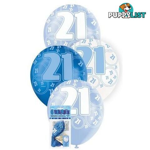 Glitz Blue 6 x 30cm (12) Latex Balloons - 21 - 011179808830