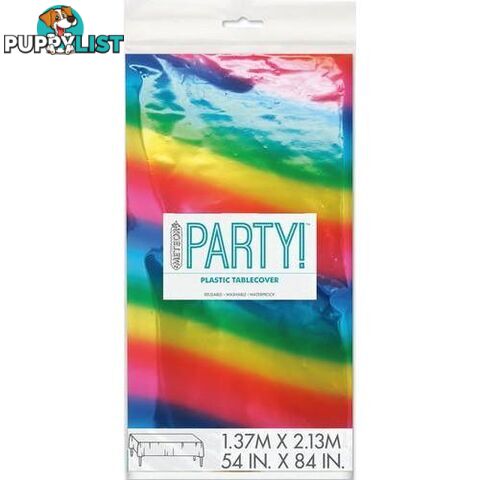 Metallic Rainbow Plastic Tablecover Rectangle 137cm x 213cm (54 x 84) - 9311965764786