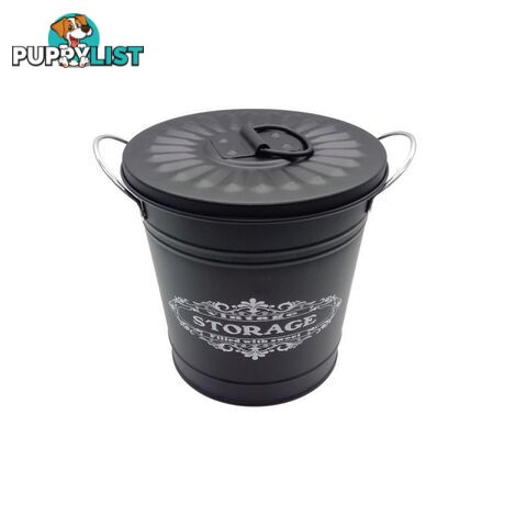 Round Bucket with Lid Black 19x19cm High - 800622