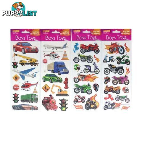 Boys Toys Stickers Assorted Vehicles Pack of 4 - 900004