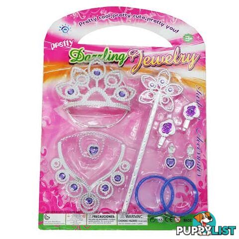 Princess Dress Up Jewellery Kit with Tiara and Wand - 9328644051204