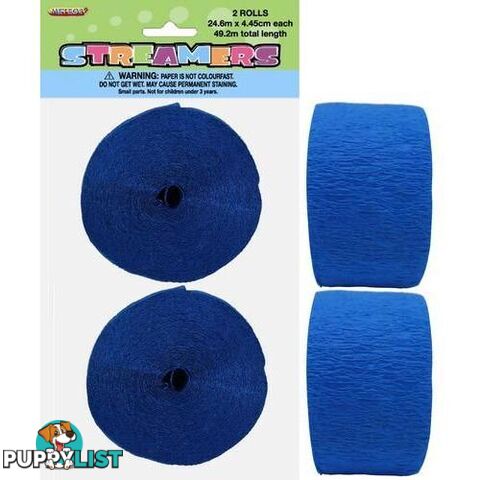 Crepe Streamers Royal Blue 2 x 24m (81ft) - 9311965630722