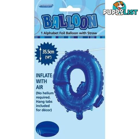 Royal Blue Q Alphabet Foil Balloon 35cm (14) - 9311965447269