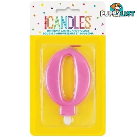 Numeral Candle 0 - Metallic Pink - 011179196005