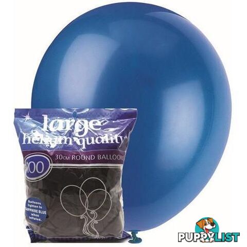 Sapphire Blue - 100 x 30cm (12) Decorator Balloons - 9311965012436