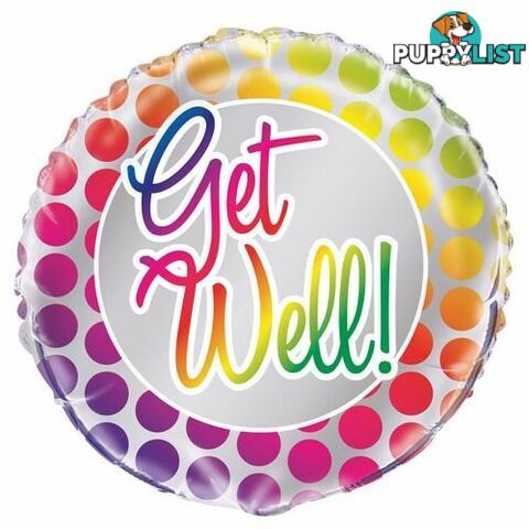 Rainbow Get Well 45cm (18) Foil Balloon Packaged - 011179539543