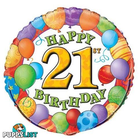 21st Birthday Balloon 45cm (18) Foil Balloon Packaged - 011179530731