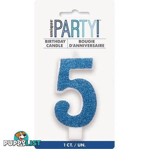 Numeral Candle 5 - Glitter Blue - 011179842650