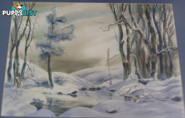 Colin Maclean Snowy landscape watercolour**NOW 20% OFF