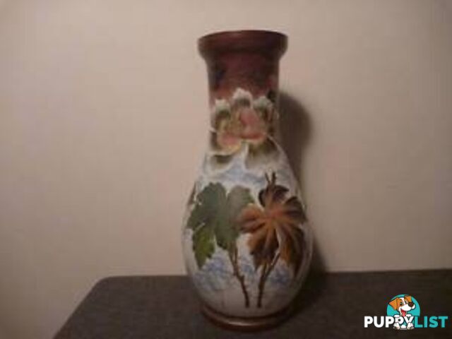 Victorian Milk Glass Handpainted Vase