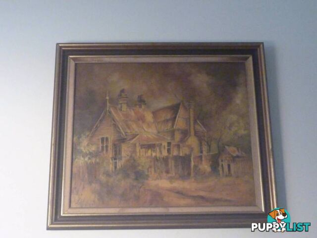 Framed Signed Painting old house by M. Dowisie? ***NOW 20% OFF***