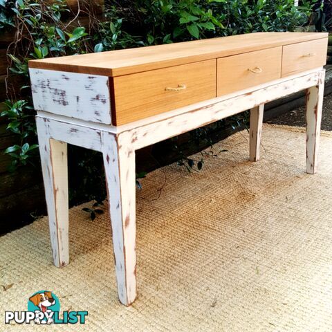 Sideboard Hall Table Console W Drawers Distressed Shabby Chic