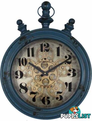 Large 35 Cm Metal Oval Wall Gear Clock