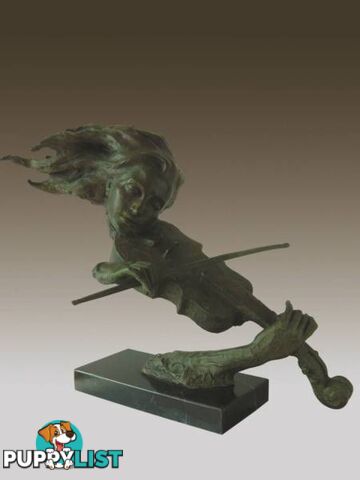 Lovely Bronze And Marble Sculpture Violinist