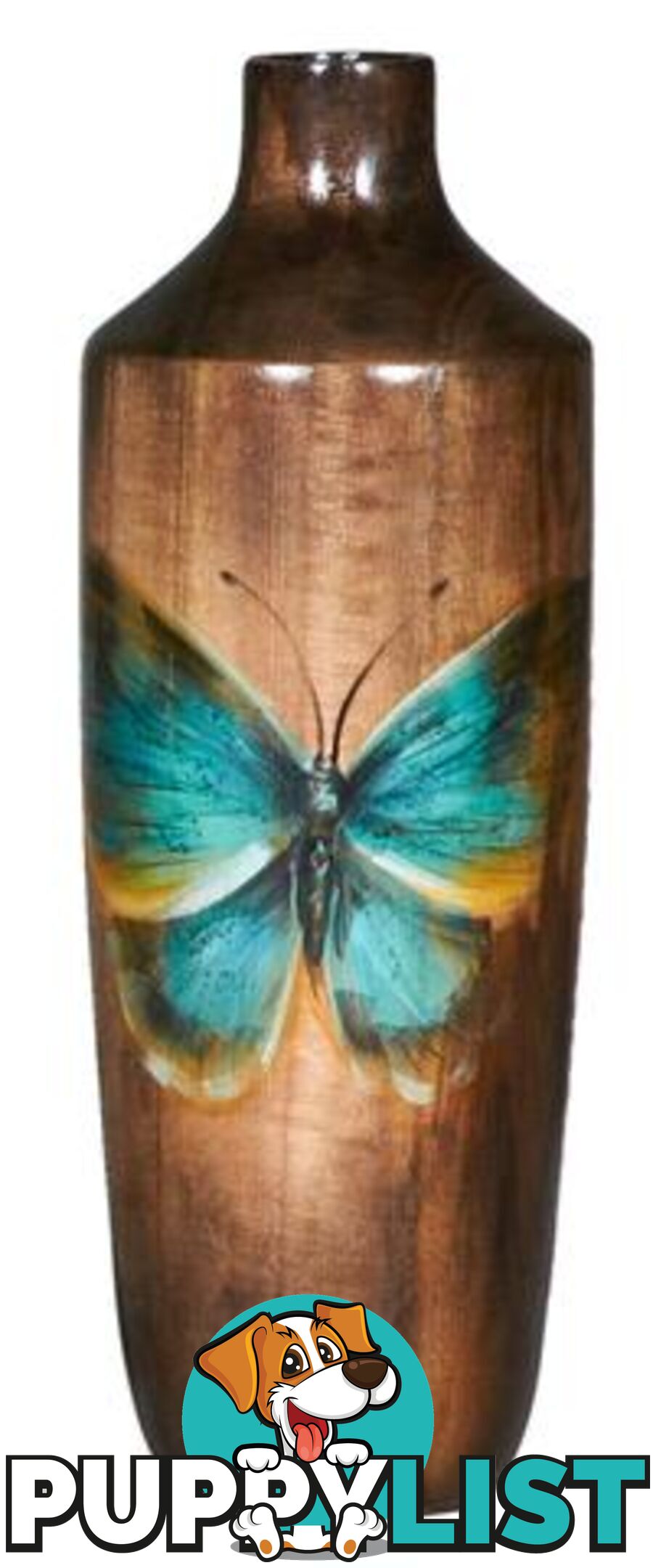 Handpainted Butterfly: Gradient Wooden Vase