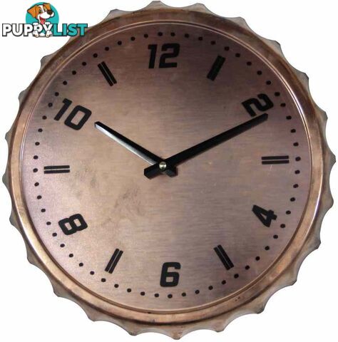 Retro Metal Bottle Cap Wall Clock, Brown