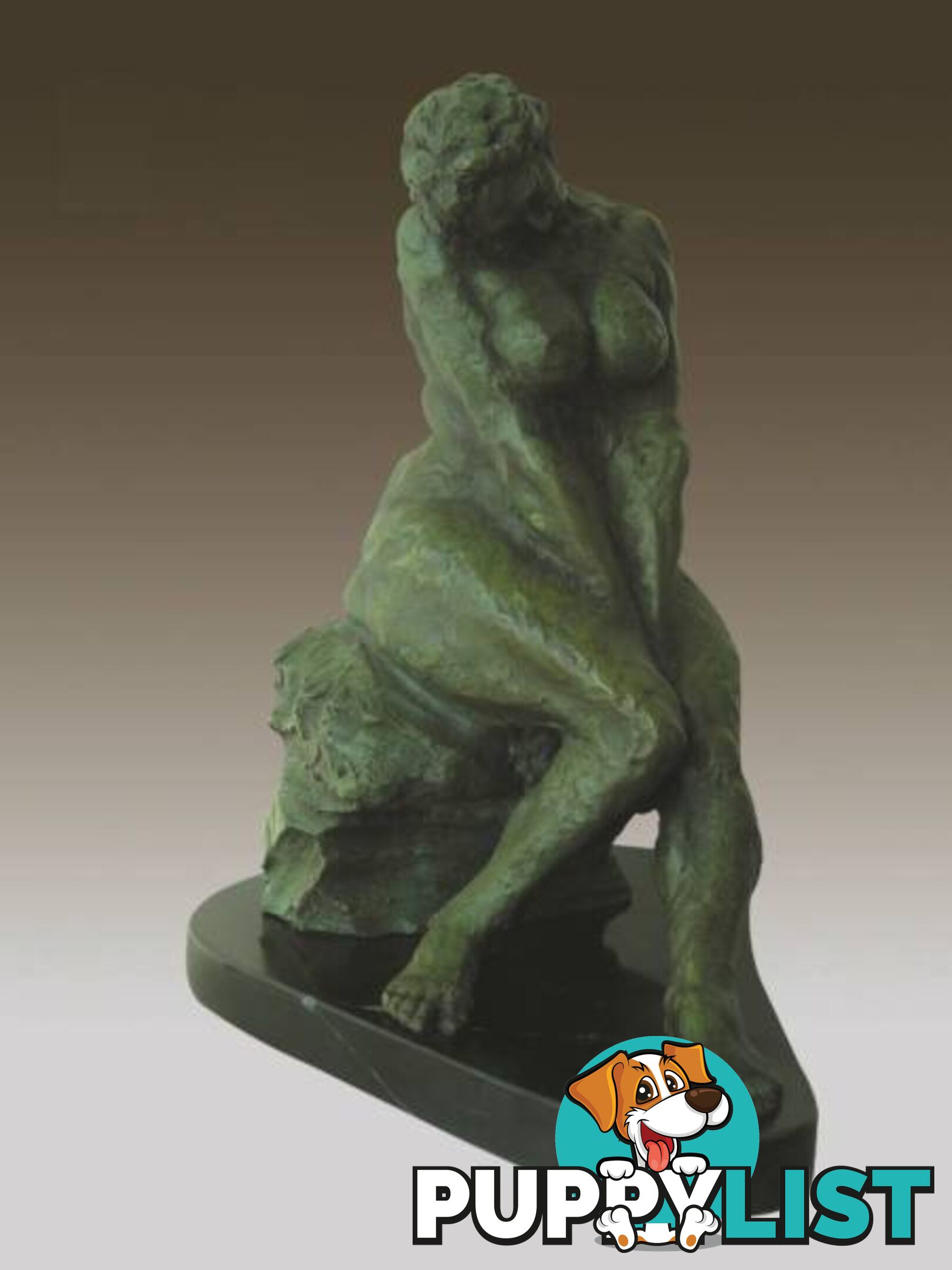 Nude Women Sitting Bronze And Marble Sculpture