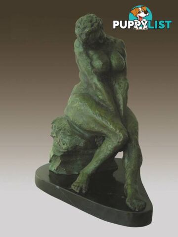 Nude Women Sitting Bronze And Marble Sculpture