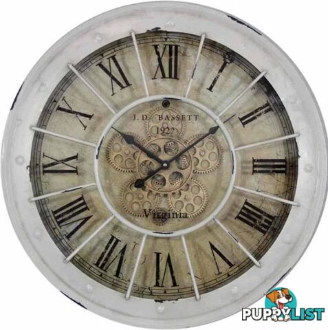 Large 62 Cm Classic Antique Wall Clock W/ Exposed Decorative Movi