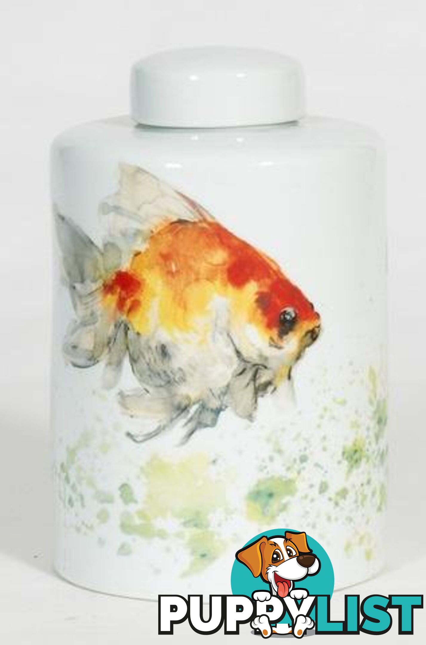 Large Container: Handpainted Gold Fish