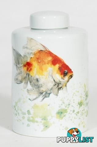 Large Container: Handpainted Gold Fish