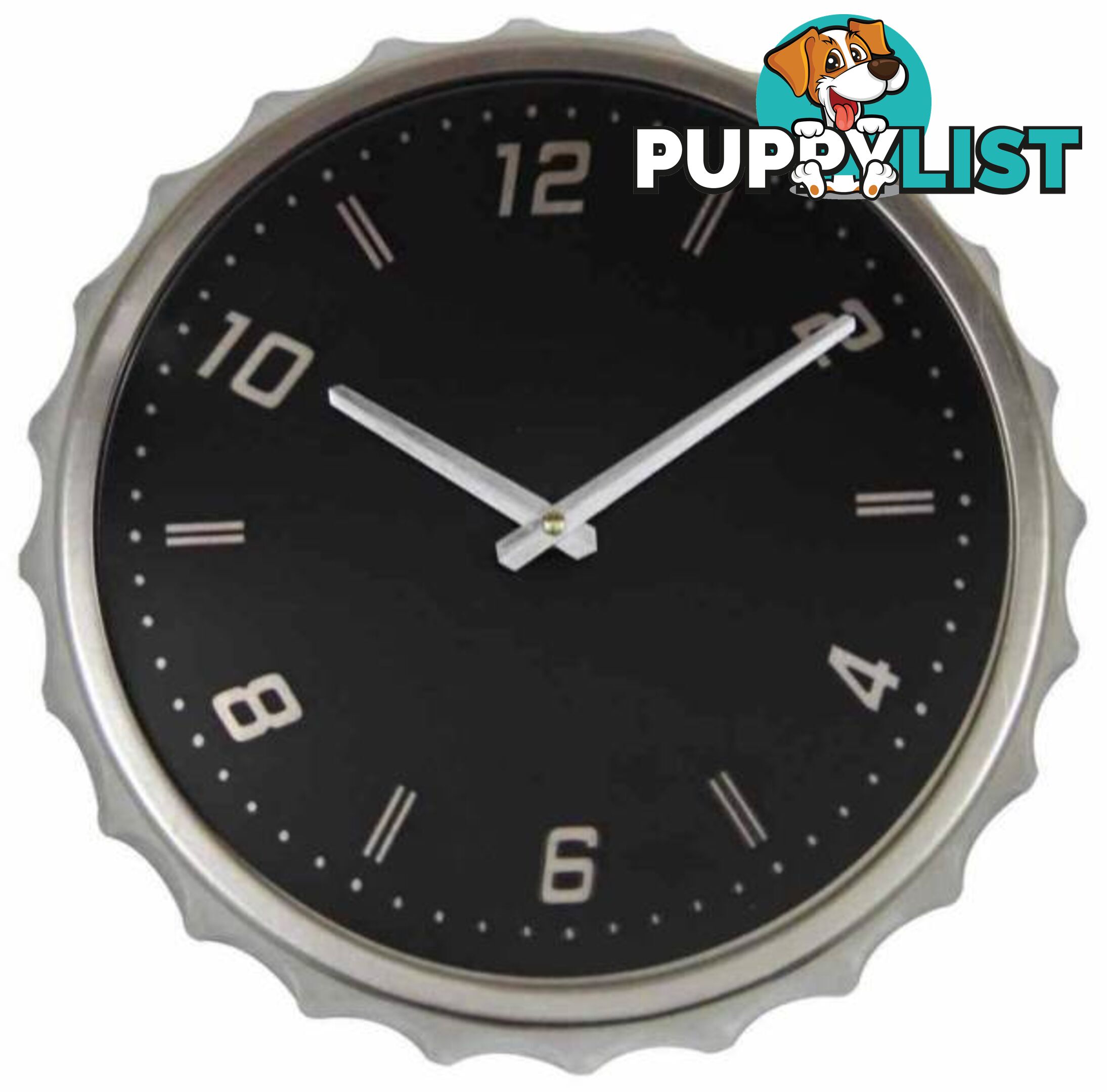 Retro Metal Bottle Cap Wall Clock, Black