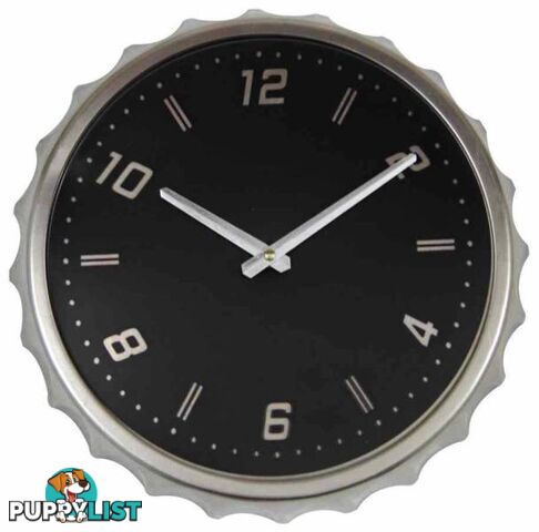 Retro Metal Bottle Cap Wall Clock, Black