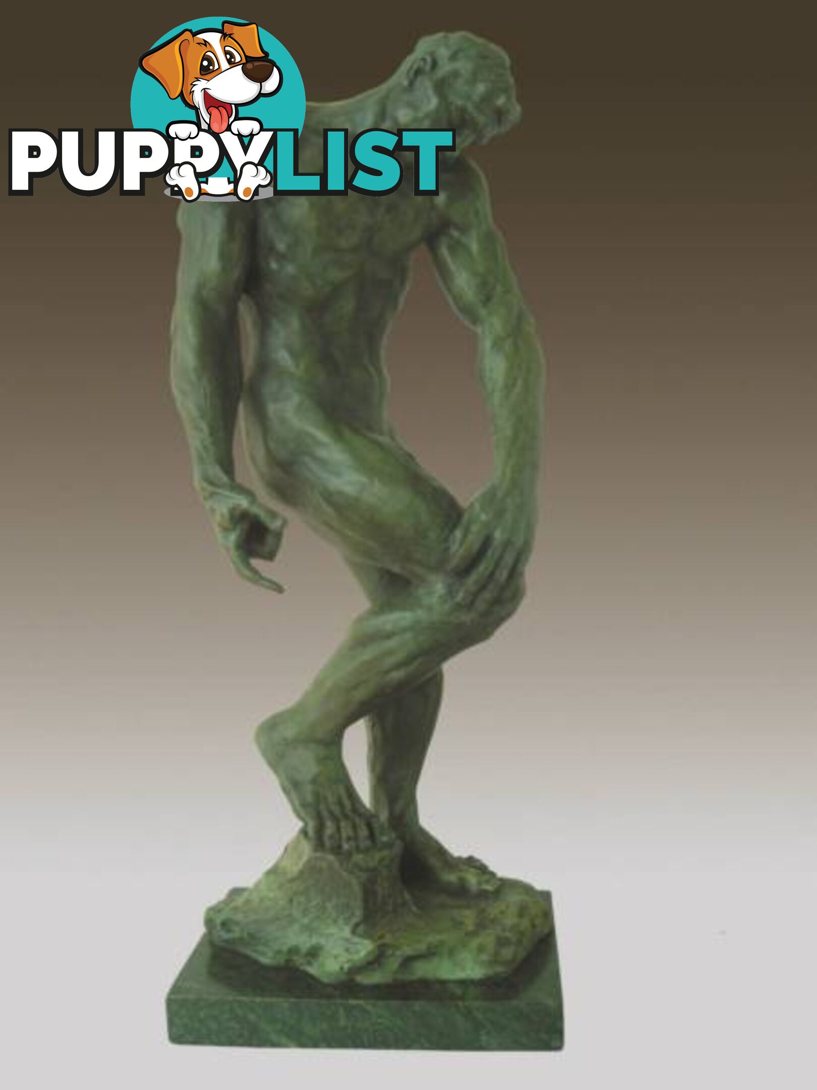 Ancient Bronze Sculpture Of Nude Man