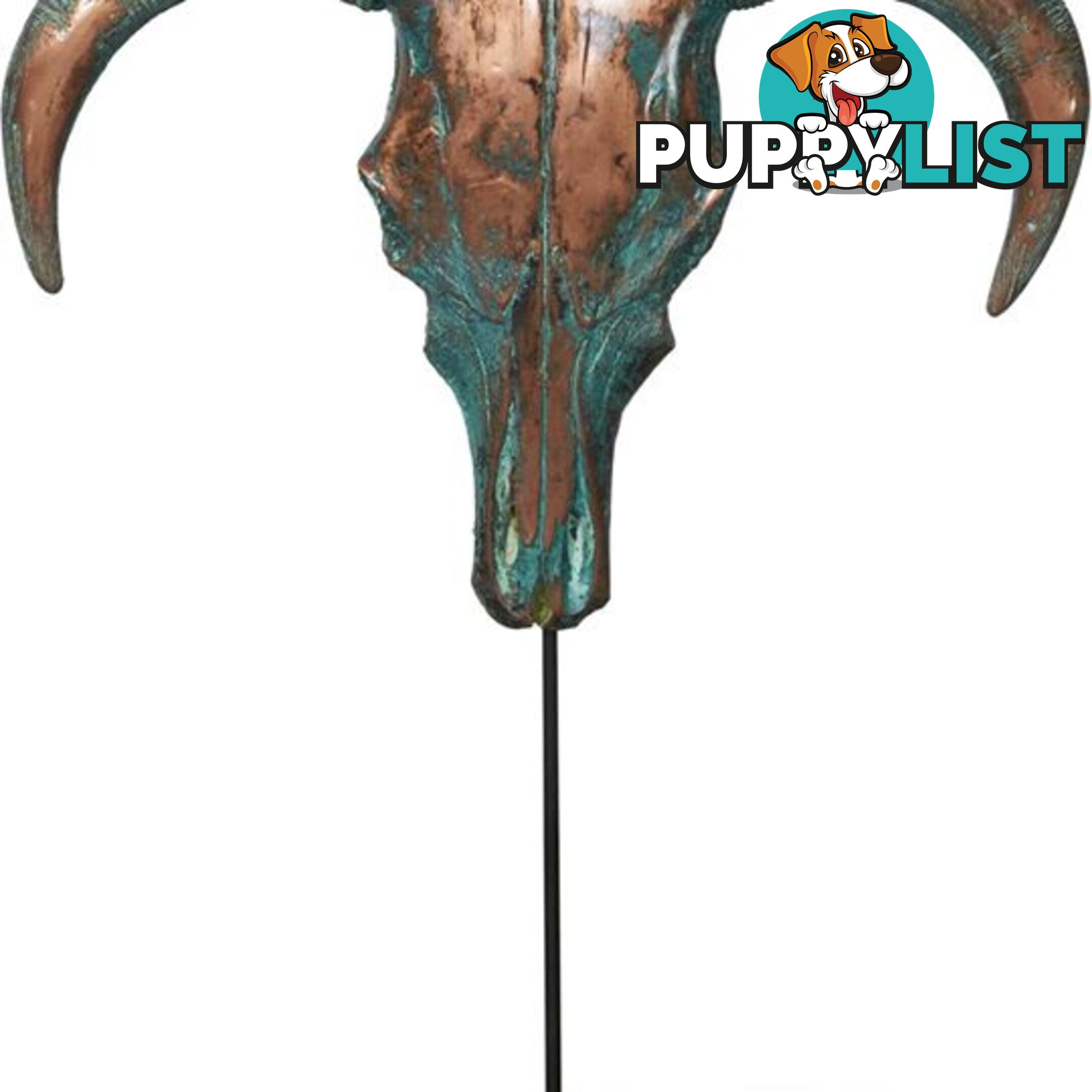 XX Large Sedona Southwestern Style Patina Copper Overlaid Ox Head Sculpture On Stand