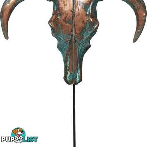 XX Large Sedona Southwestern Style Patina Copper Overlaid Ox Head Sculpture On Stand