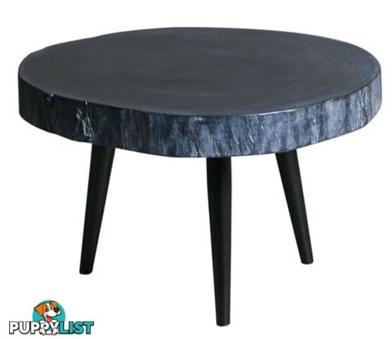 Black Wood Slab Low Table, Metal Legs