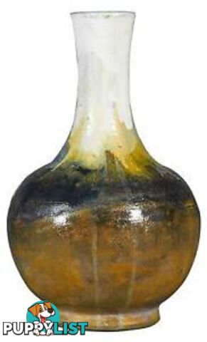 Textured Tydria Hand Painted Ceramic Vase: Pastel Ice, Brown Rust