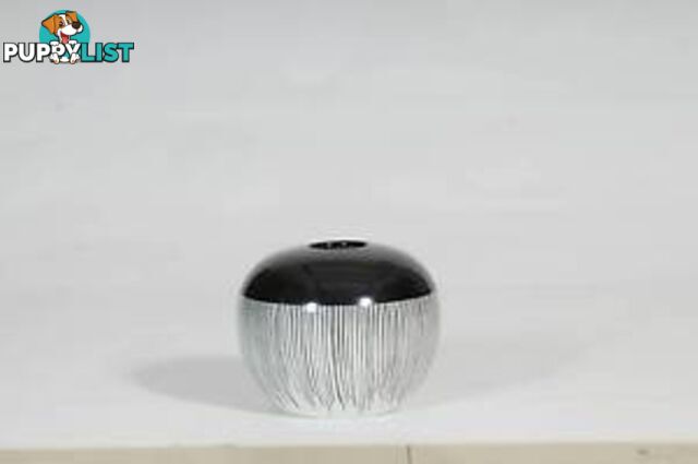 Handpainted-Black And White Vase With Vertical Strips Decoration