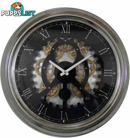 Large 47 Cm Roman Numeral And Gear Detail Wall Hanging Clock