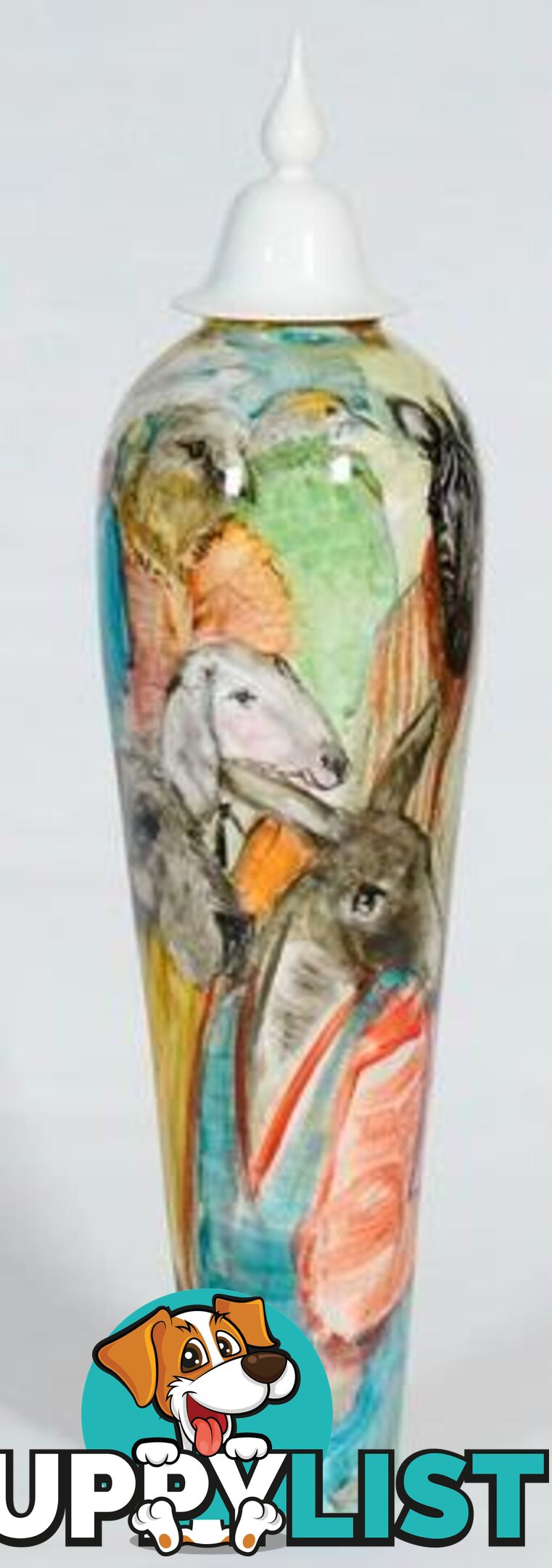 X Large Handpainted Vase Zoo Portraits