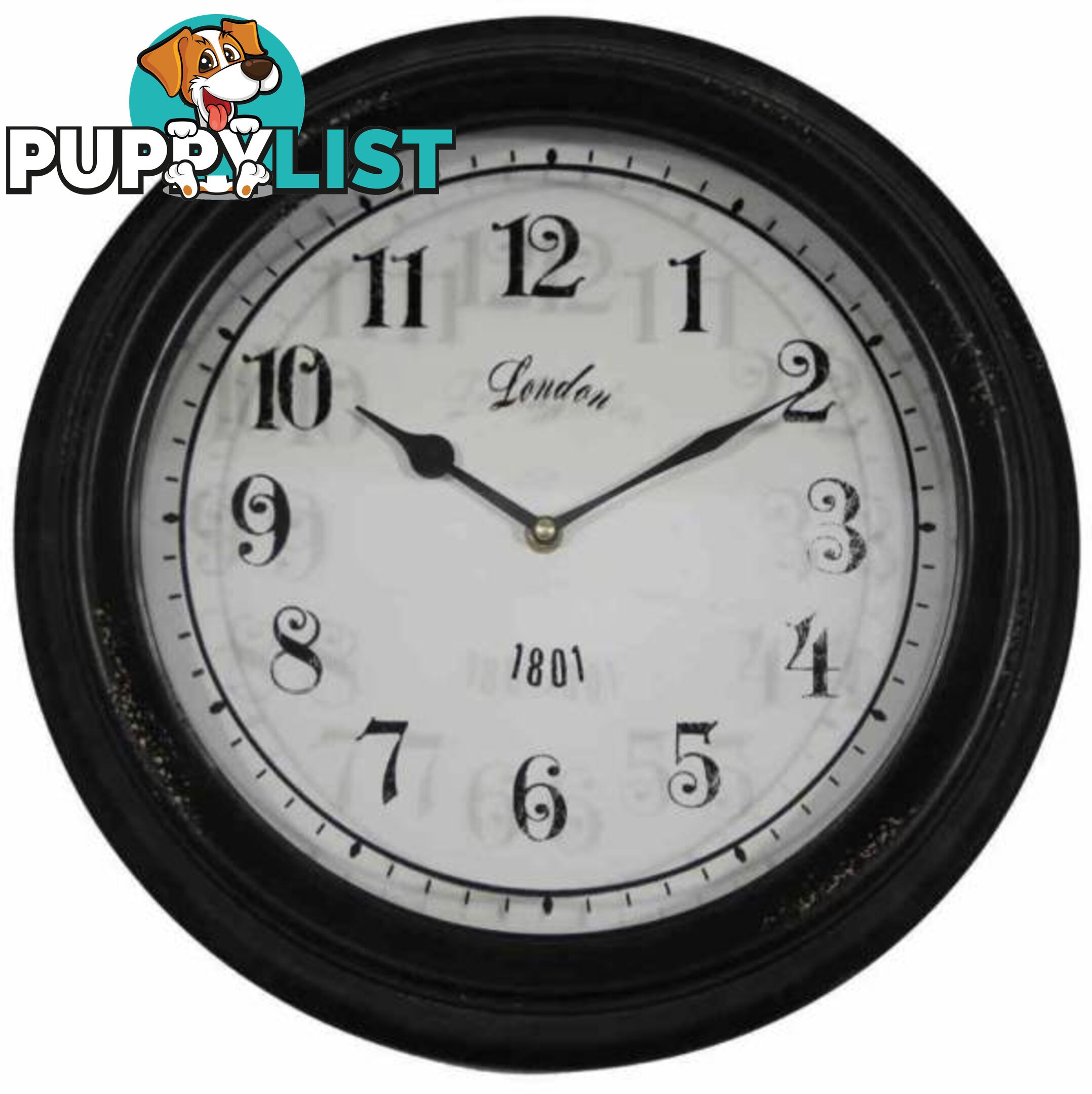 Large 37.5 Cm Round "London 1801" wall Clock