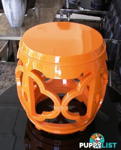 Orange Lacquered Drum Stool