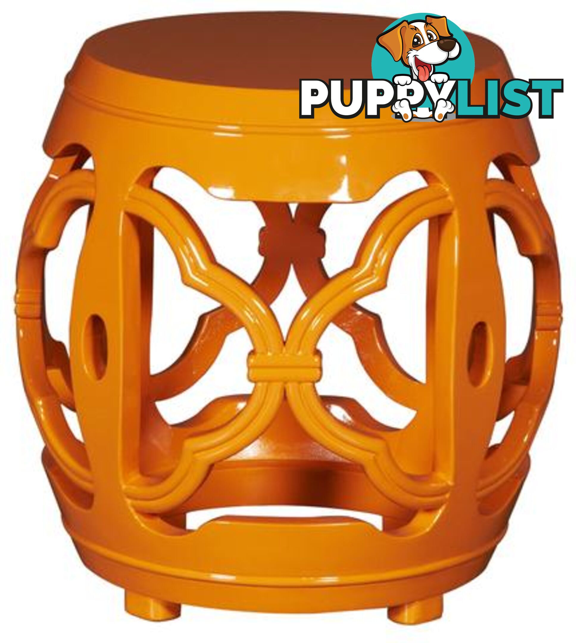 Orange Lacquered Drum Stool