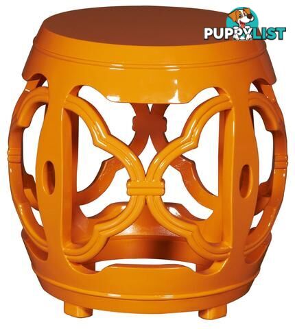 Orange Lacquered Drum Stool