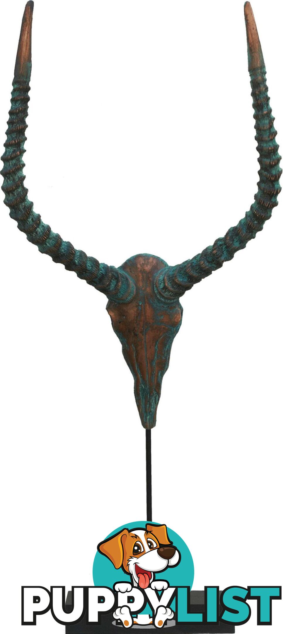 Large Sedona Southwestern Style Patina Copper Overlaid Ox Head Sculpture On Stand