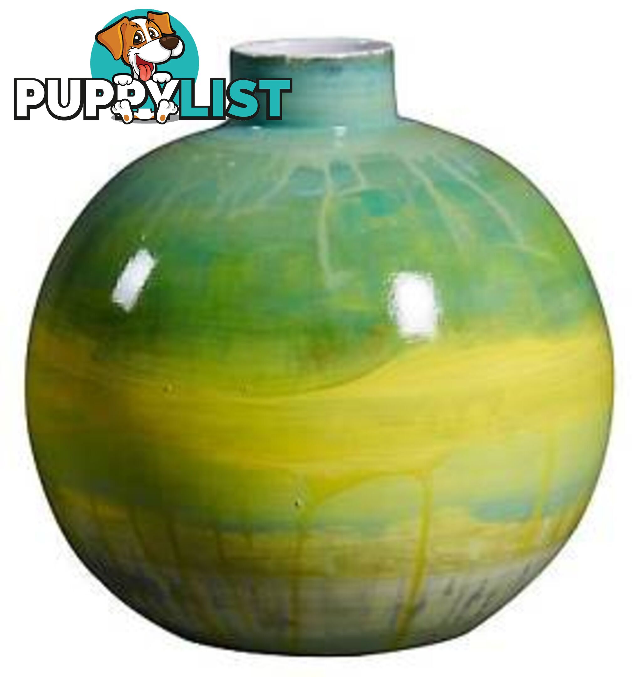 Round Handpainted Banan Leaves Vase