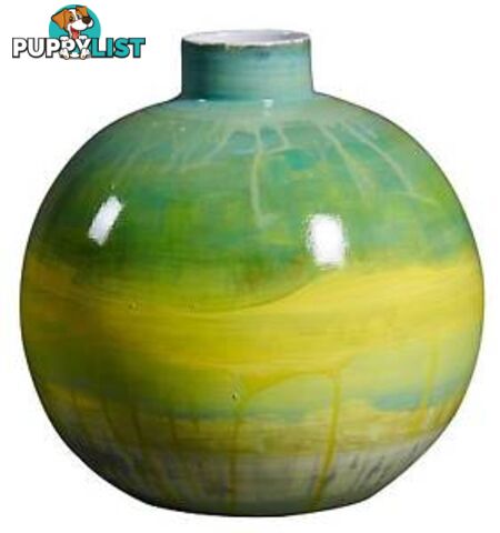 Round Handpainted Banan Leaves Vase